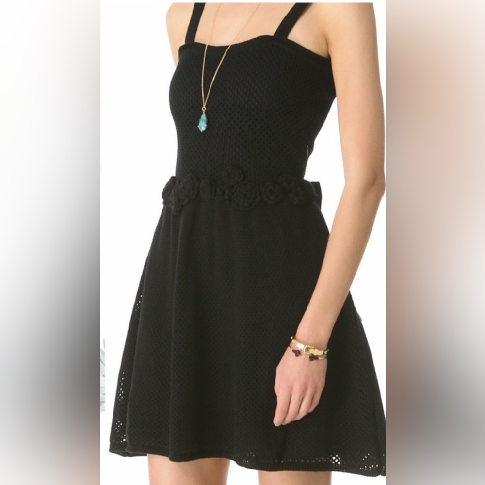 RED Valentino Black Textured Midi Dress